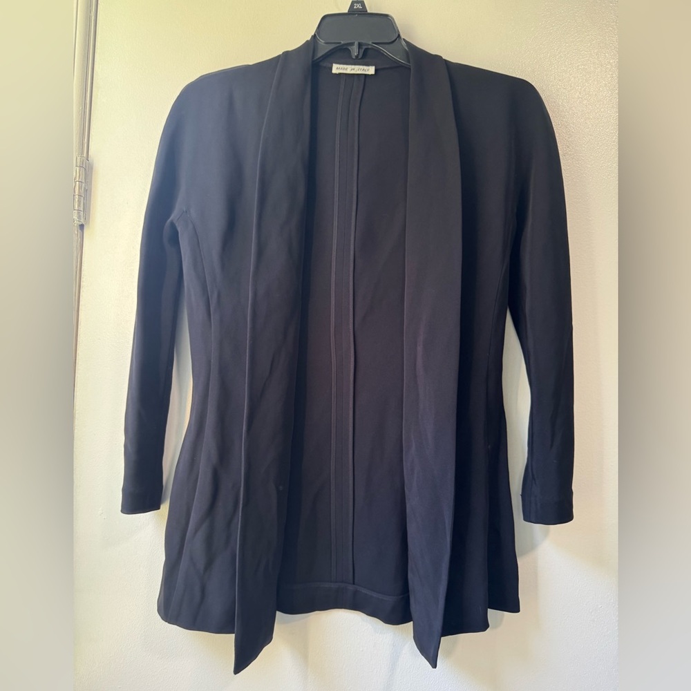 Made in Italy Open-Front Black Draped Blazer Jacket